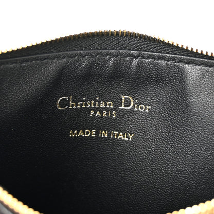 Christian Dior Supple Calfskin Cannage Caro Cosmos Zipped Card Holder Black 6 of 8