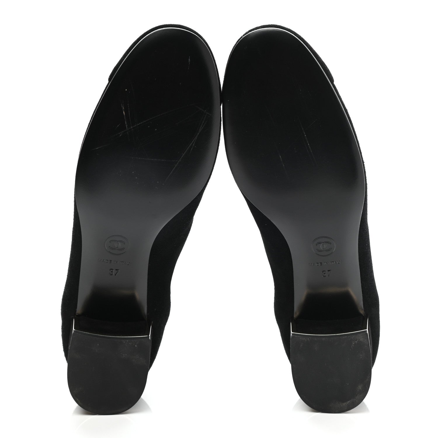 Chanel Suede CC Cap Toe Ankle Boots 37 Black 5 of 8