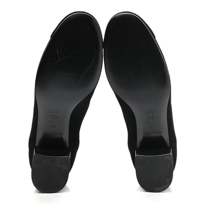 Chanel Suede CC Cap Toe Ankle Boots 37 Black 5 of 8