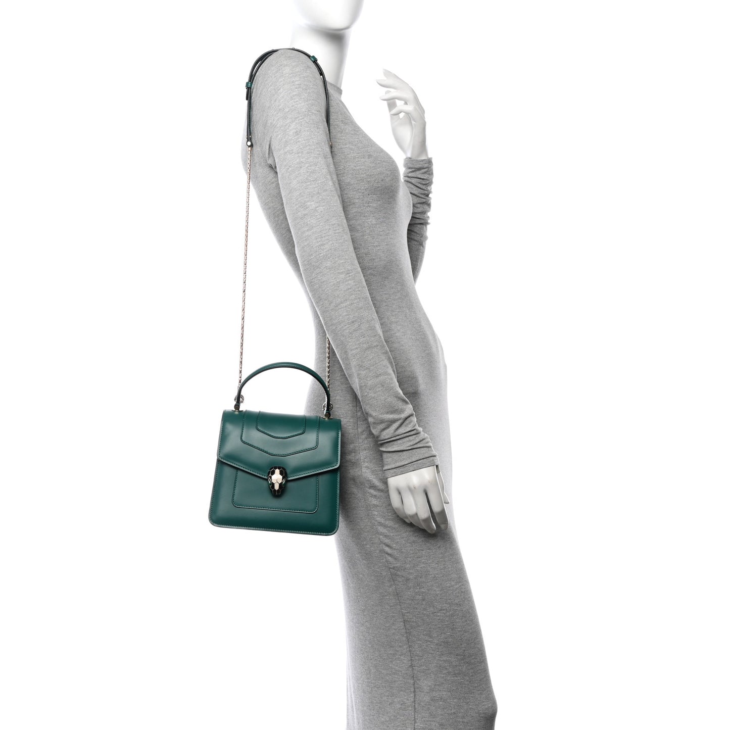 Calfskin Serpenti Forever Top Handle Emerald Green