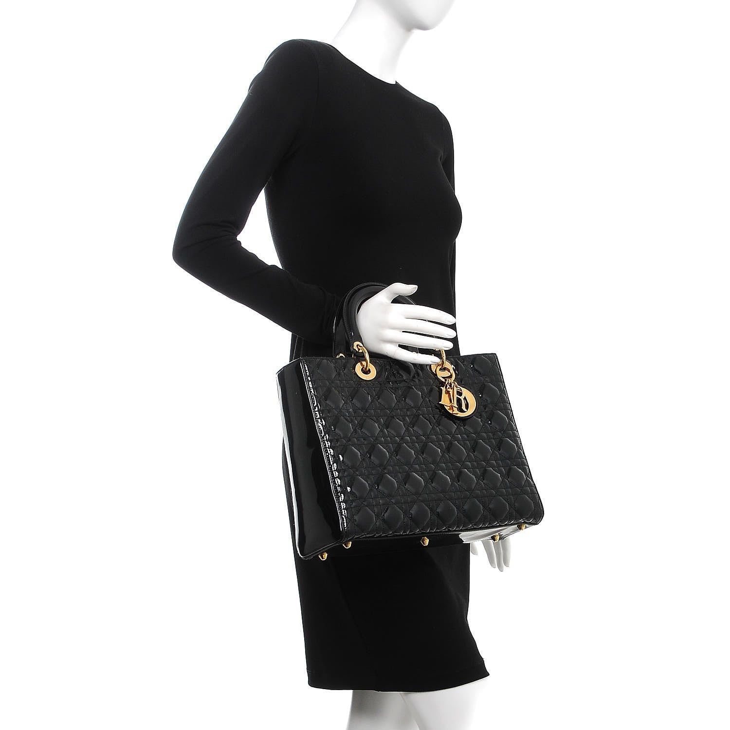Christian Dior Patent Cannage Large Lady Dior Black 3 of 10