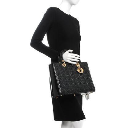 Christian Dior Patent Cannage Large Lady Dior Black 3 of 10