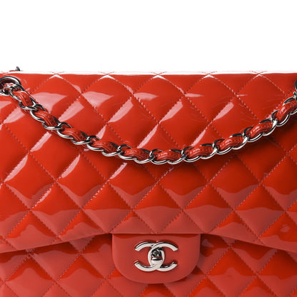Chanel Patent Quilted Jumbo Double Flap Red 10 of 10