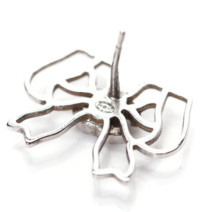 Chanel Crystal CC Bow Earrings Silver 6 of 7