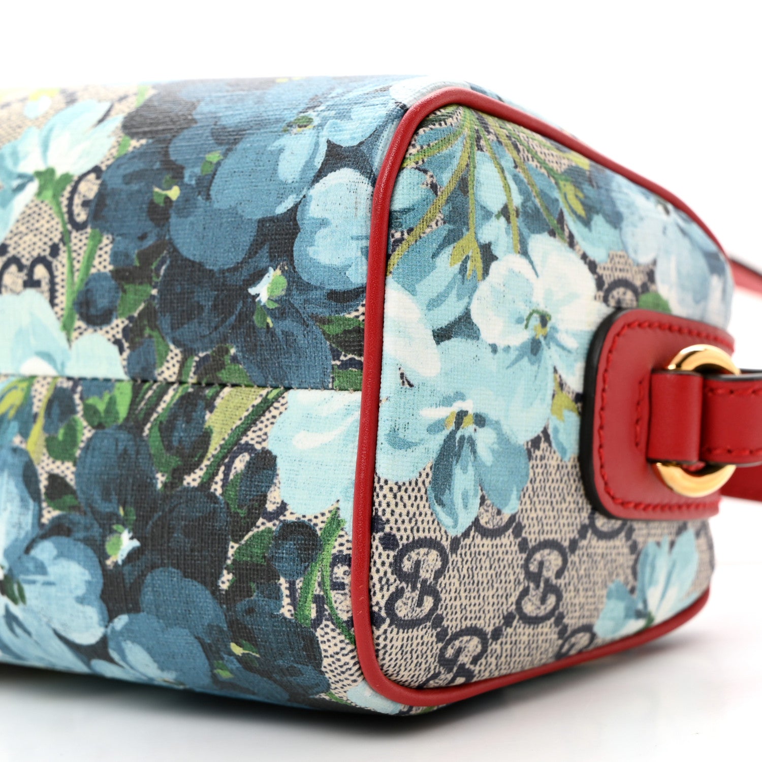 Gucci GG Supreme Monogram Blooms Mini Boston Navy Blue Hibiscus 10 of 11