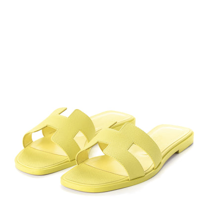 Hermes Epsom Oran Sandals 36.5 Jaune Pollen 3 of 9