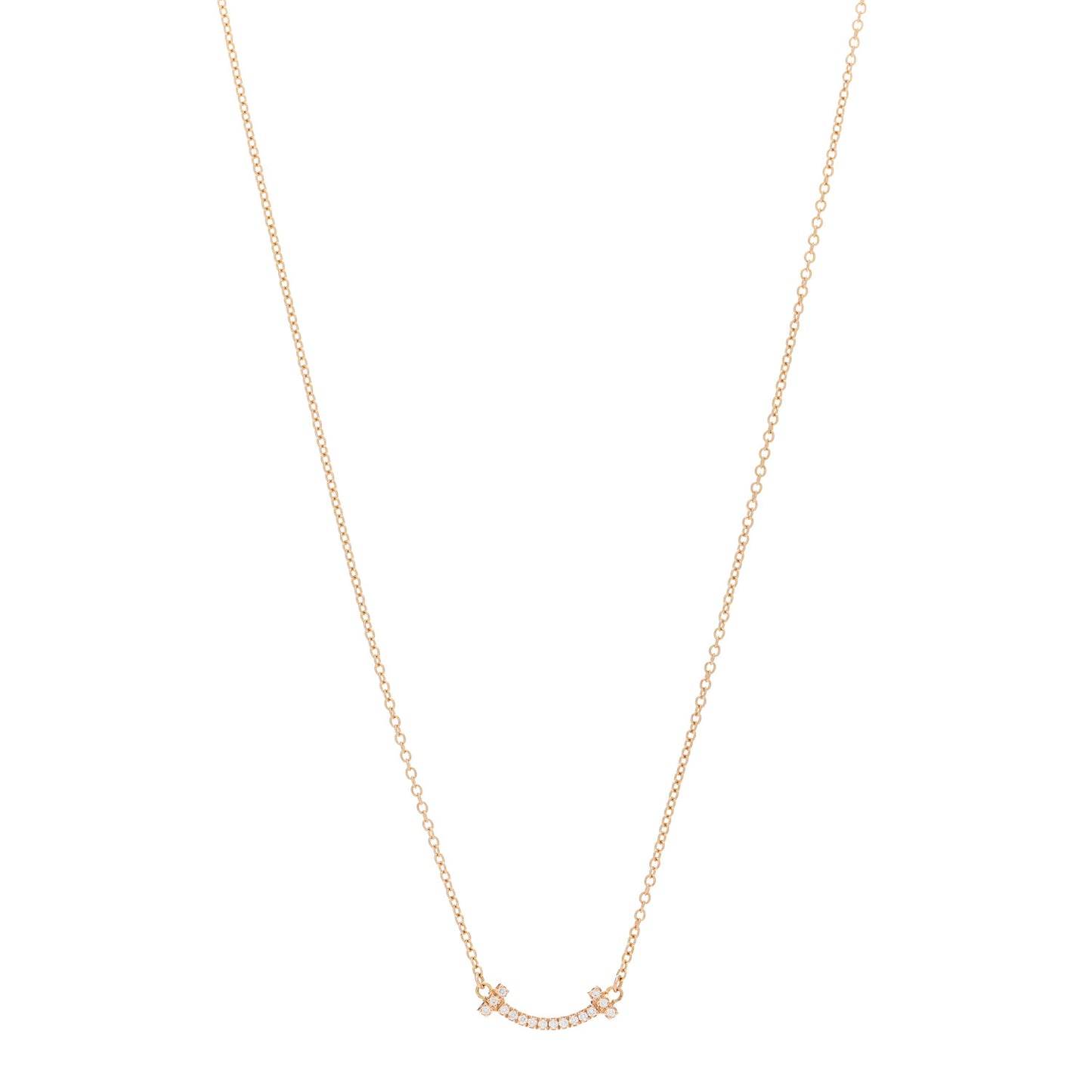 18K Rose Gold Diamond Mini T Smile Pendant Necklace