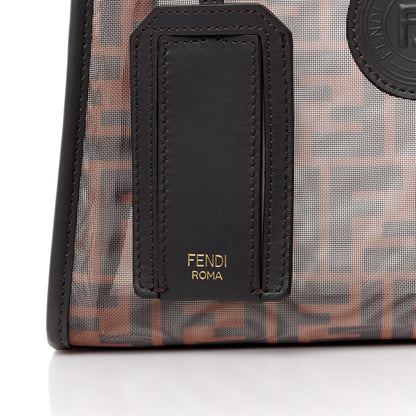 Fendi Mesh Vitello Century FF 1974 Mini Peekaboo Defender Cover Marrone Black Ebano 8 of 12
