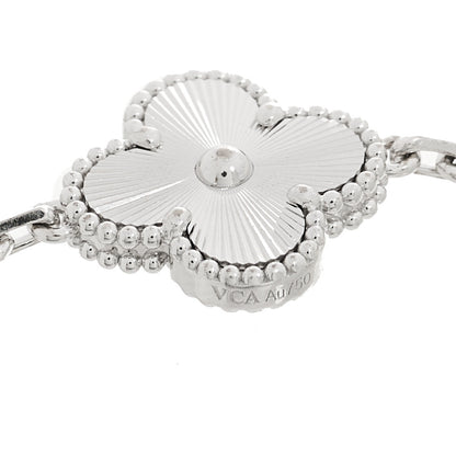 Van Cleef & Arpels 18K White Gold 5 Motifs Guilloche Vintage Alhambra Bracelet 4 of 5