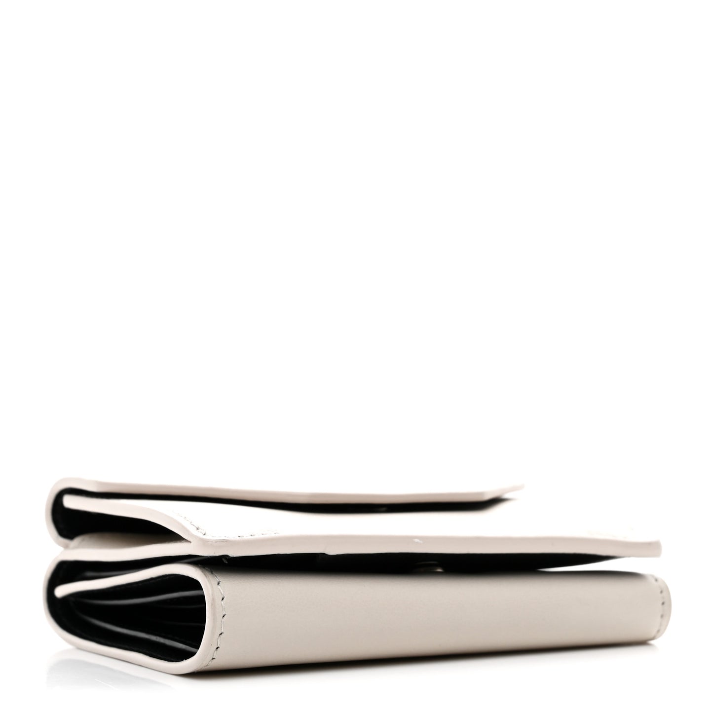Smooth Calfskin Logo Envelope Compact Wallet White