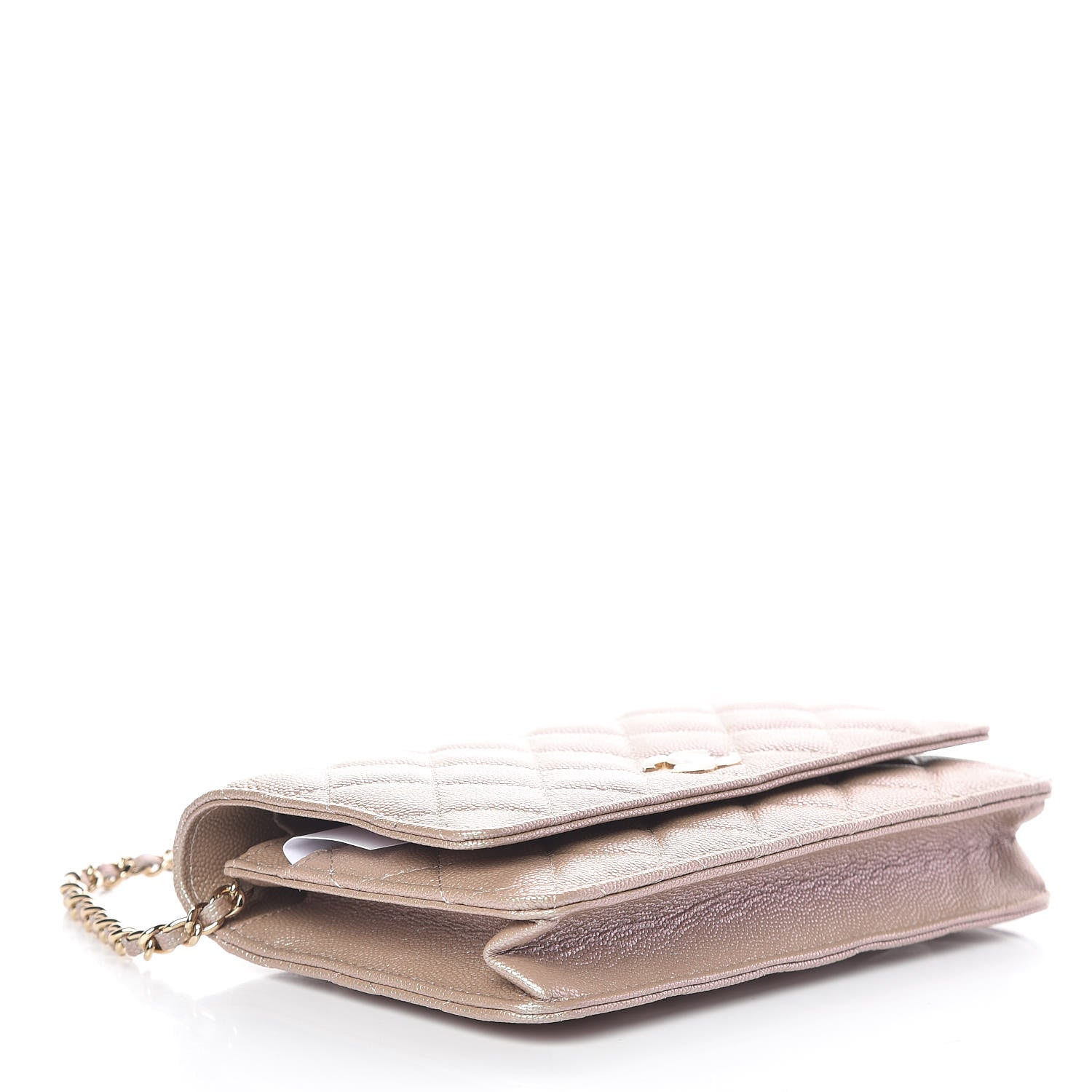 Chanel Iridescent Caviar Quilted Wallet On Chain WOC Beige 4 of 10