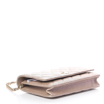 Chanel Iridescent Caviar Quilted Wallet On Chain WOC Beige 4 of 10