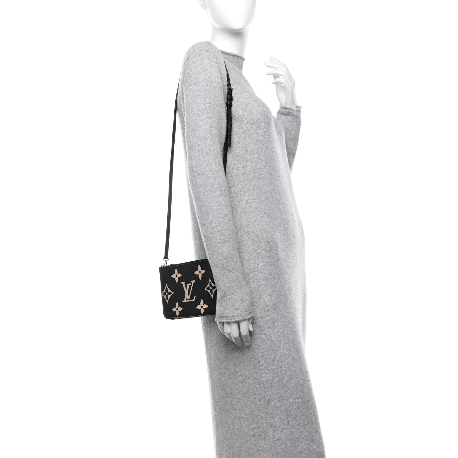 Louis Vuitton Empreinte Monogram Giant Double Zip Pochette Black Cream 2 of 12