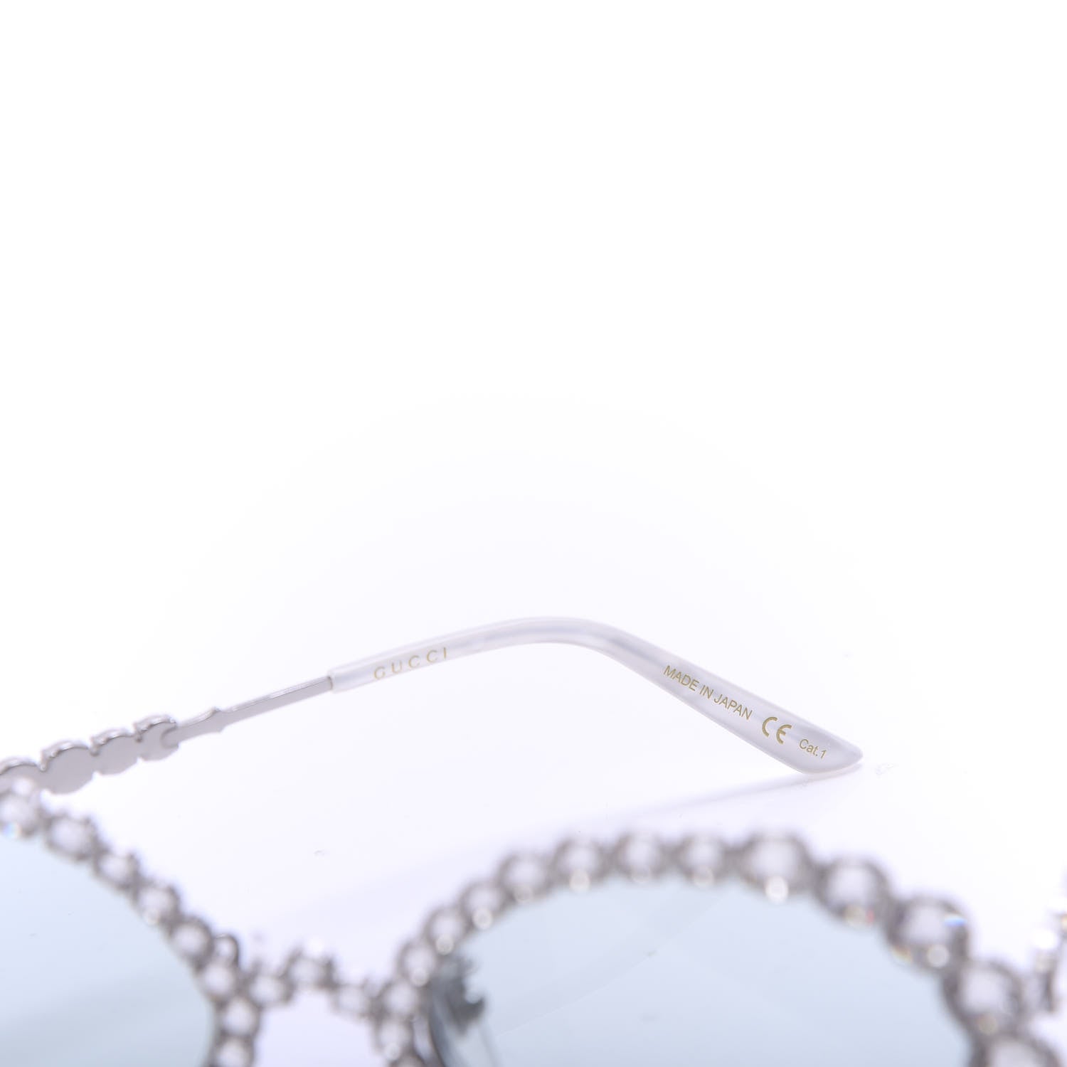Gucci Crystal Oval Sunglasses GG0620S Silver 6 of 8