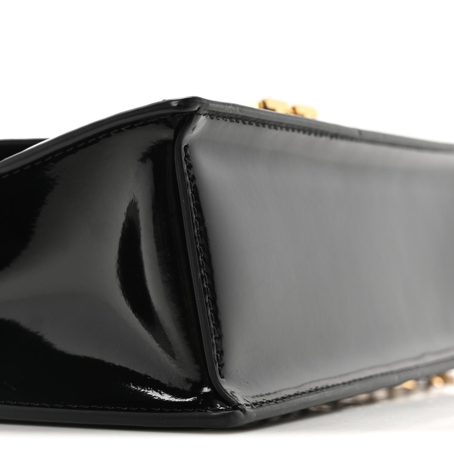 Patent Small Legacy Chain Shoulder Bag Black