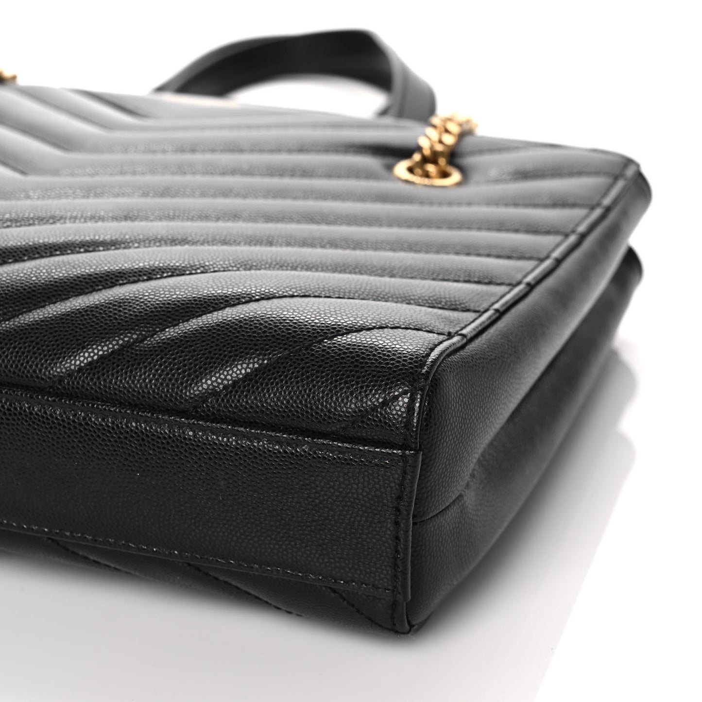 Grain De Poudre Matelasse Chevron Small Tribeca Shopping Bag Black