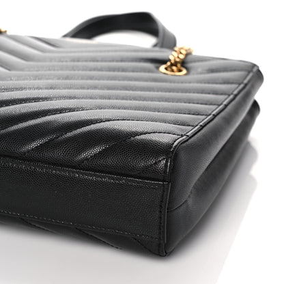 Saint Laurent Grain De Poudre Matelasse Chevron Small Tribeca Shopping Bag Black 9 of 11