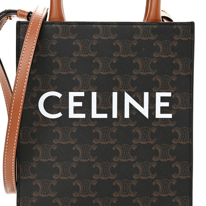 Celine Triomphe Canvas Calfskin Mini Vertical Cabas Tan 6 of 8