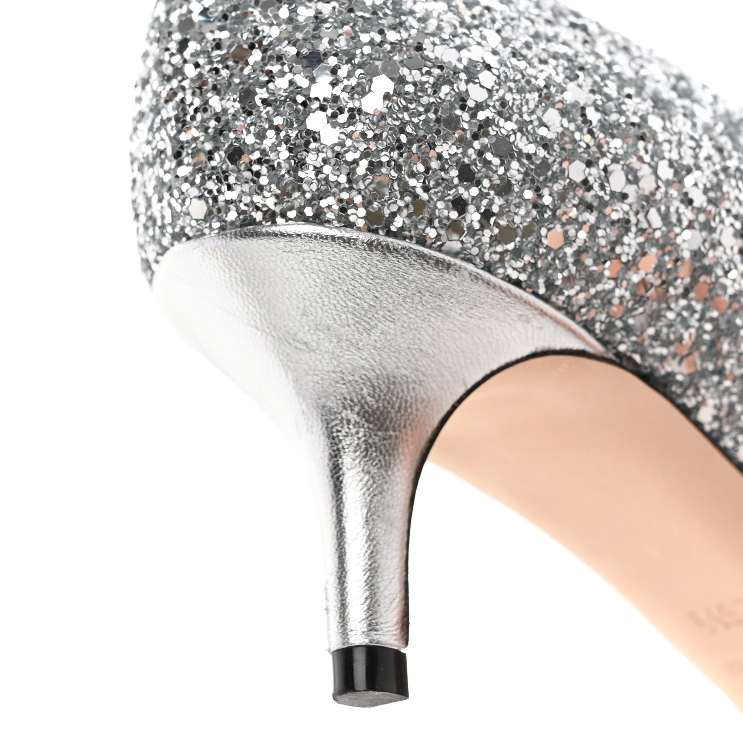 Jimmy Choo Coarse Glitter Fabric Pointy Toe Aza Pumps 36.5 Silver 16 of 17