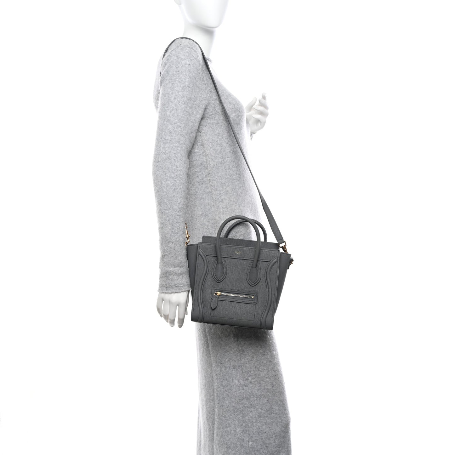 Drummed Calfskin Nano Luggage Kohl