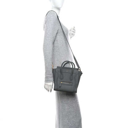 Celine Drummed Calfskin Nano Luggage Kohl 2 of 12