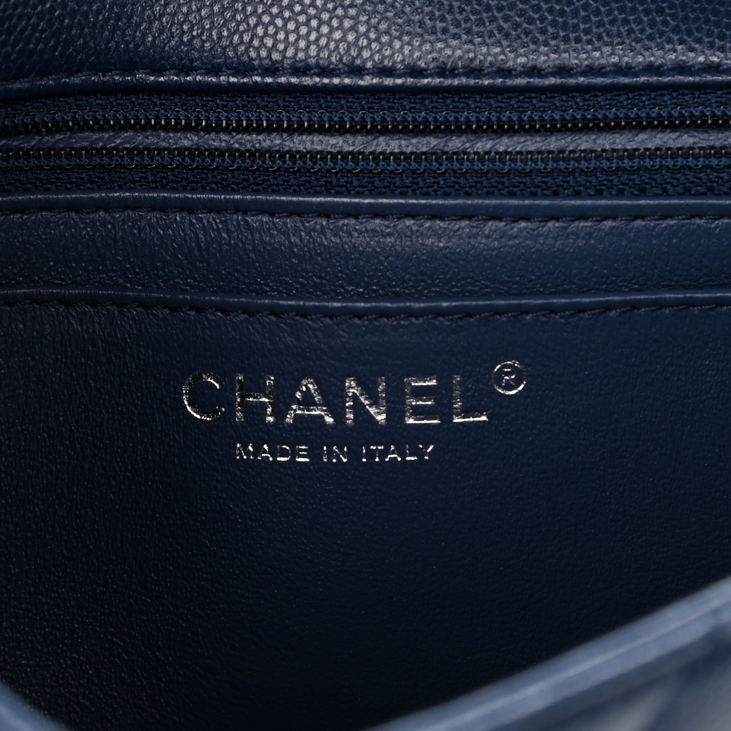 Caviar Quilted Mini Rectangular Flap Navy
