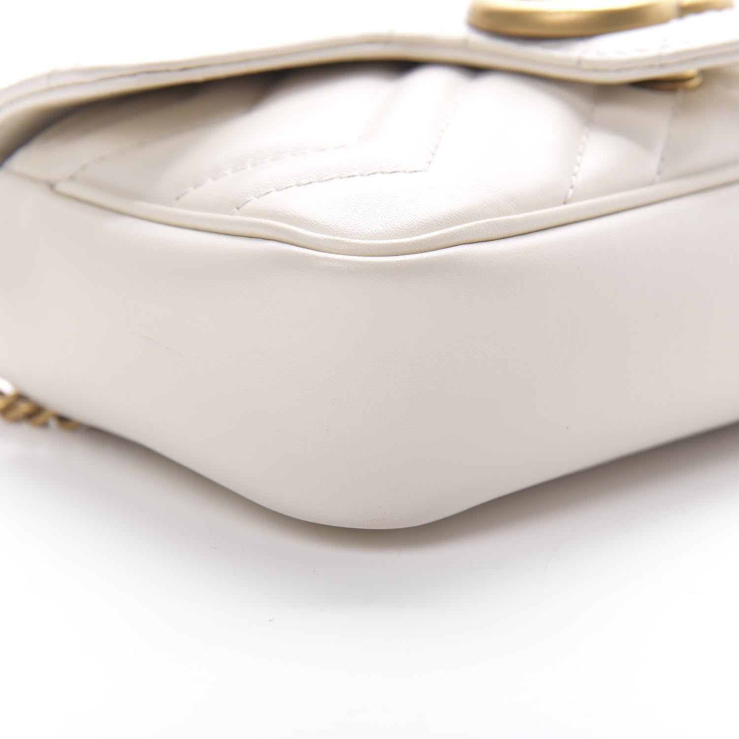 Gucci Calfskin Matelasse Super Mini GG Marmont Shoulder Bag White 9 of 12