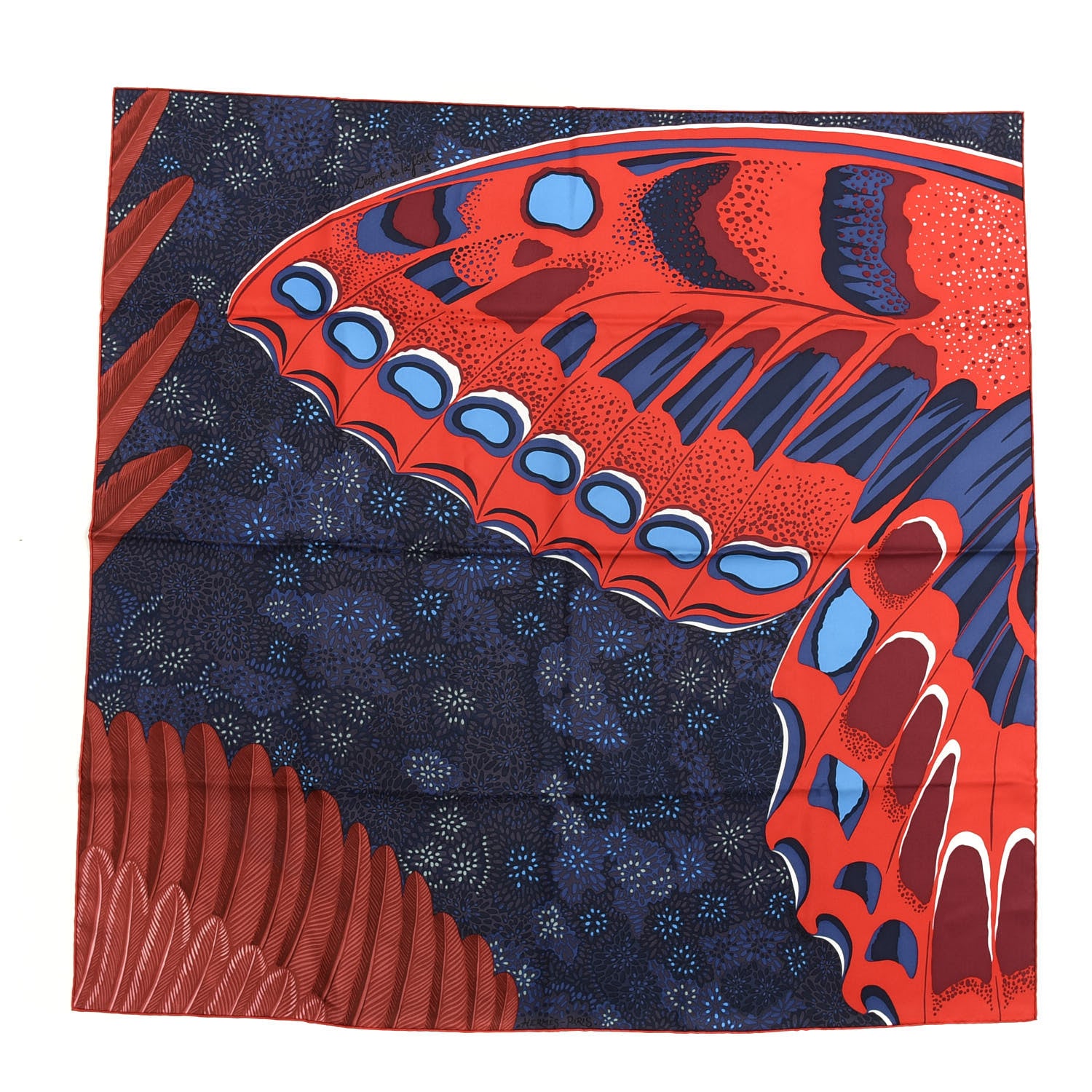 Hermes Silk L'Espirit de la Foret Scarf 90 Rouge Marine Rouge 1 of 3