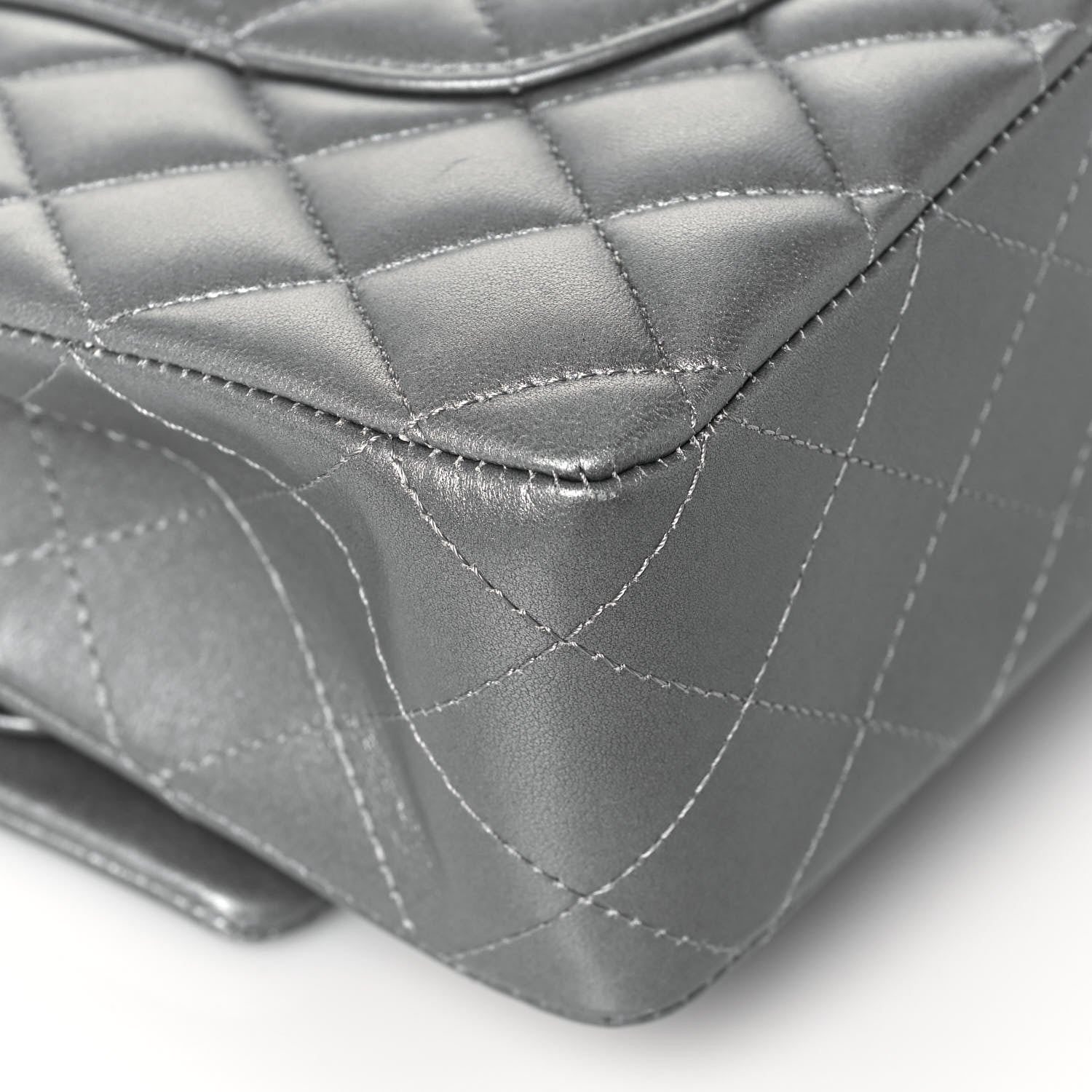 Chanel Metallic Lambskin Quilted Medium Double Flap Silver 11 of 14
