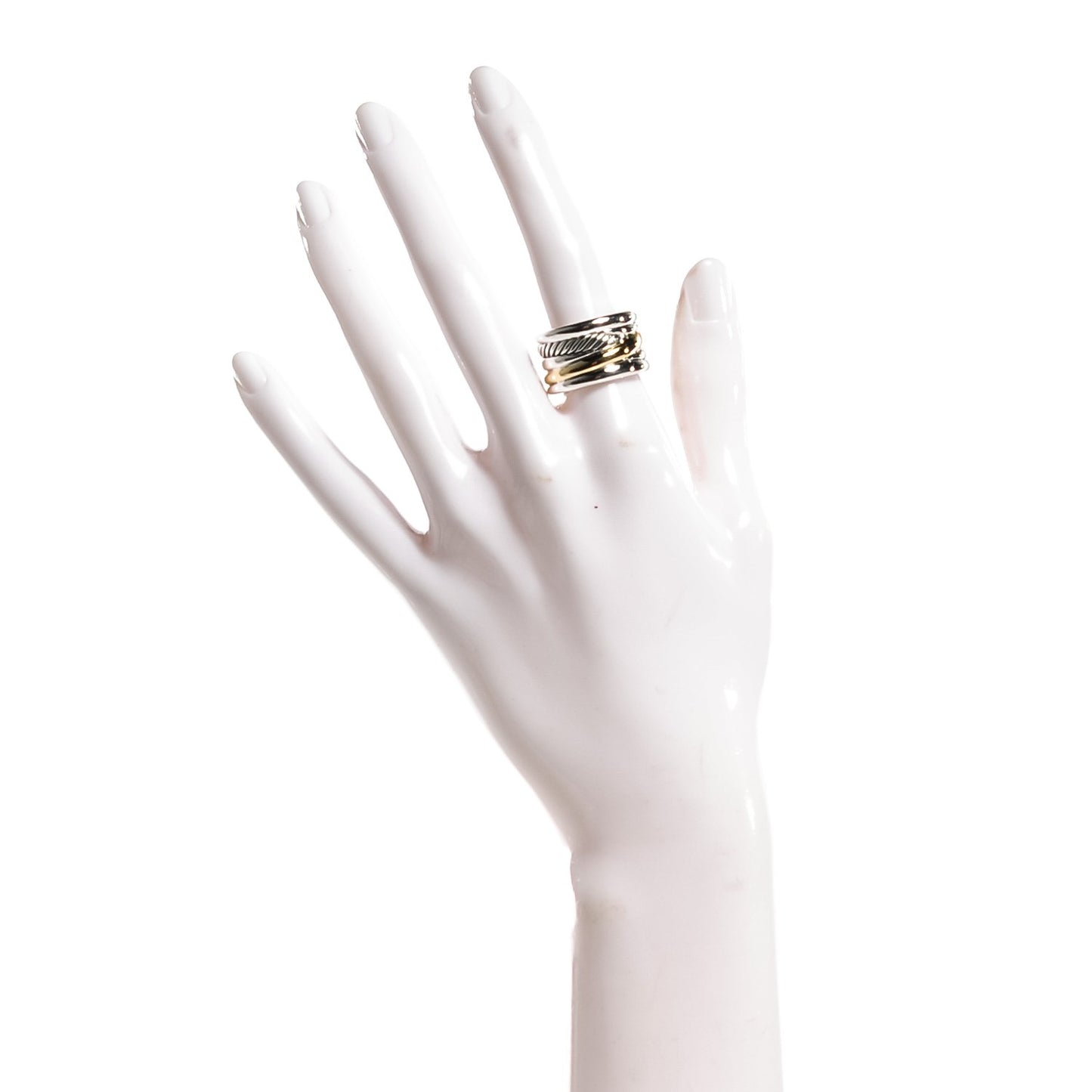 Sterling Silver 18K Yellow Gold X Crossover Ring 7.5