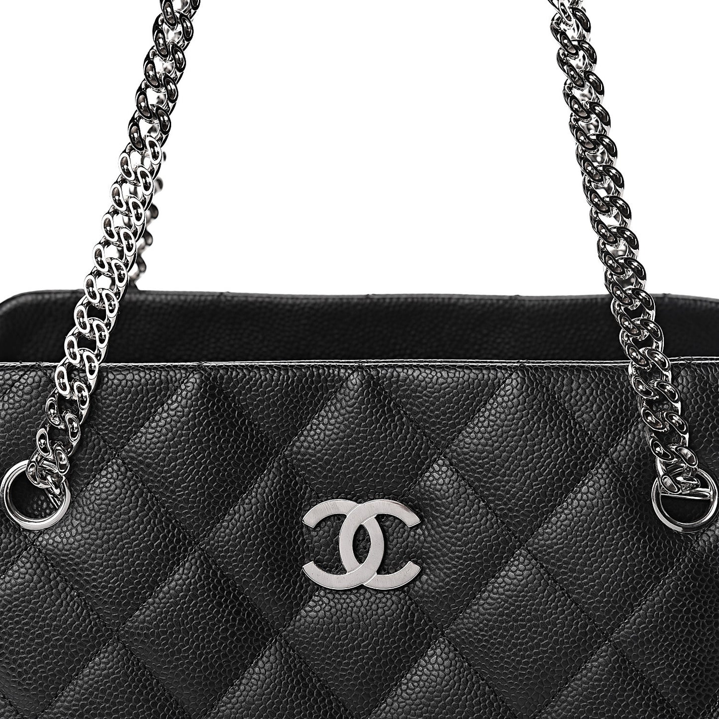 Caviar Quilted Tote Black