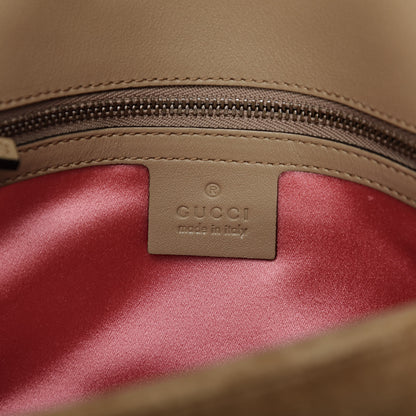 Gucci Velvet Matelasse Small GG Marmont Shoulder Bag Taupe 6 of 10