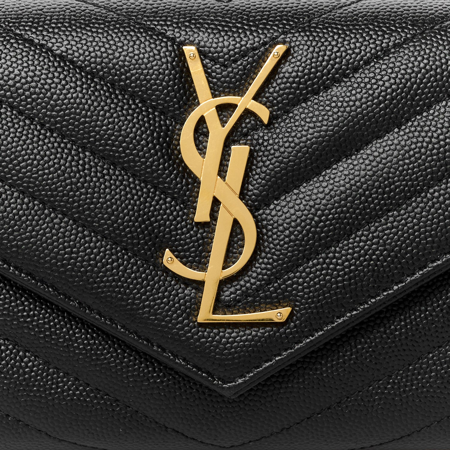 Saint Laurent Grain De Poudre Matelasse Chevron Monogram Flap Wallet Black 8 of 8