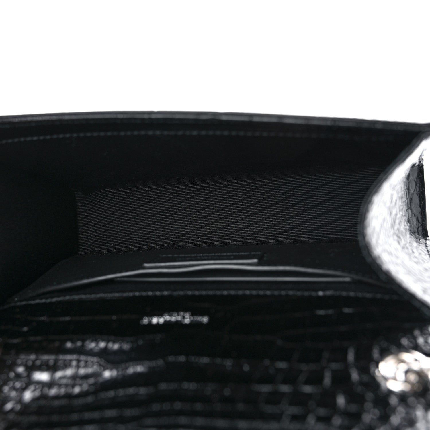 Saint Laurent Calfskin Crocodile Embossed Small Classic Monogram Kate Tassel Satchel Black 5 of 10