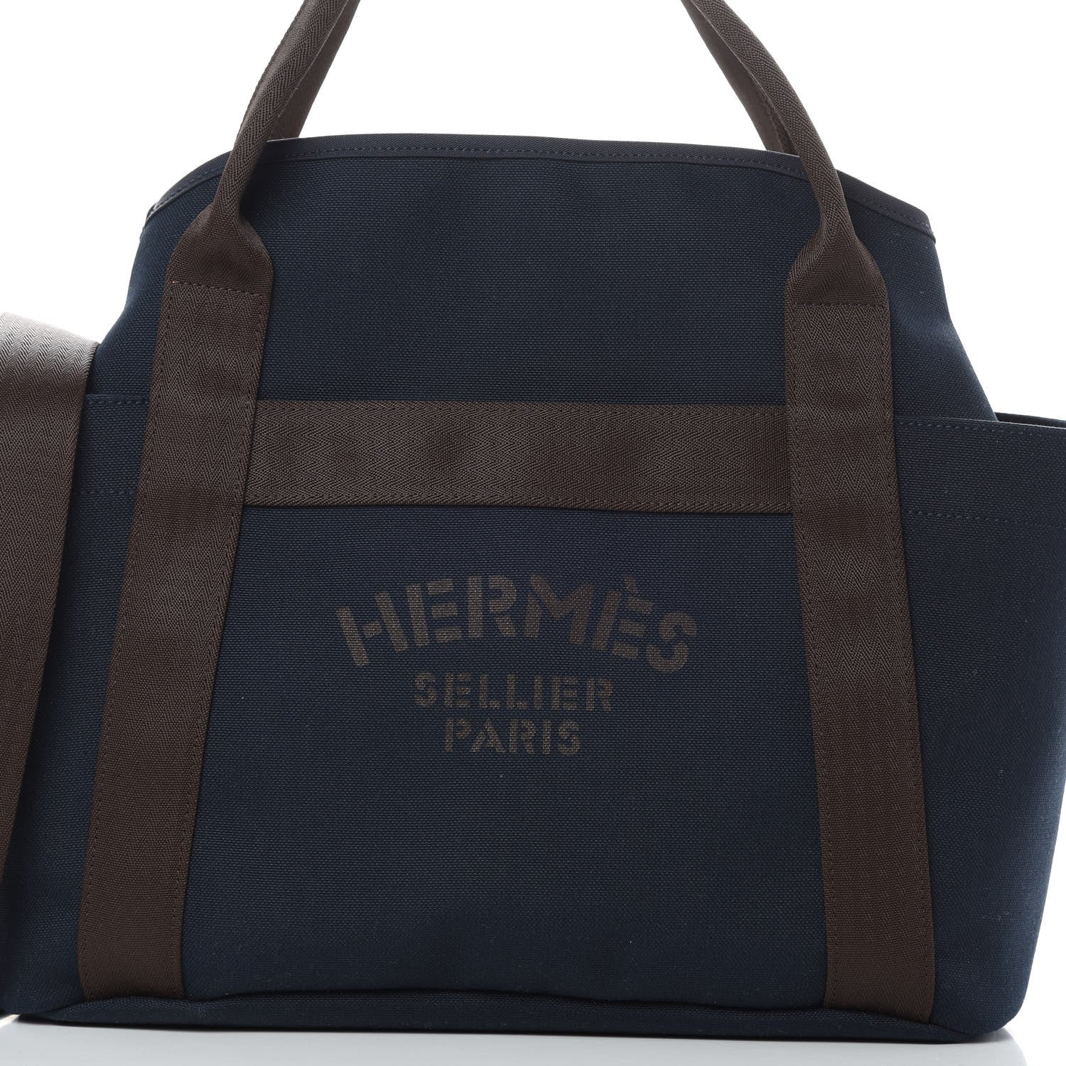 Hermes Toile Sac De Pansage Groom Bleu Navy Feu 10 of 13