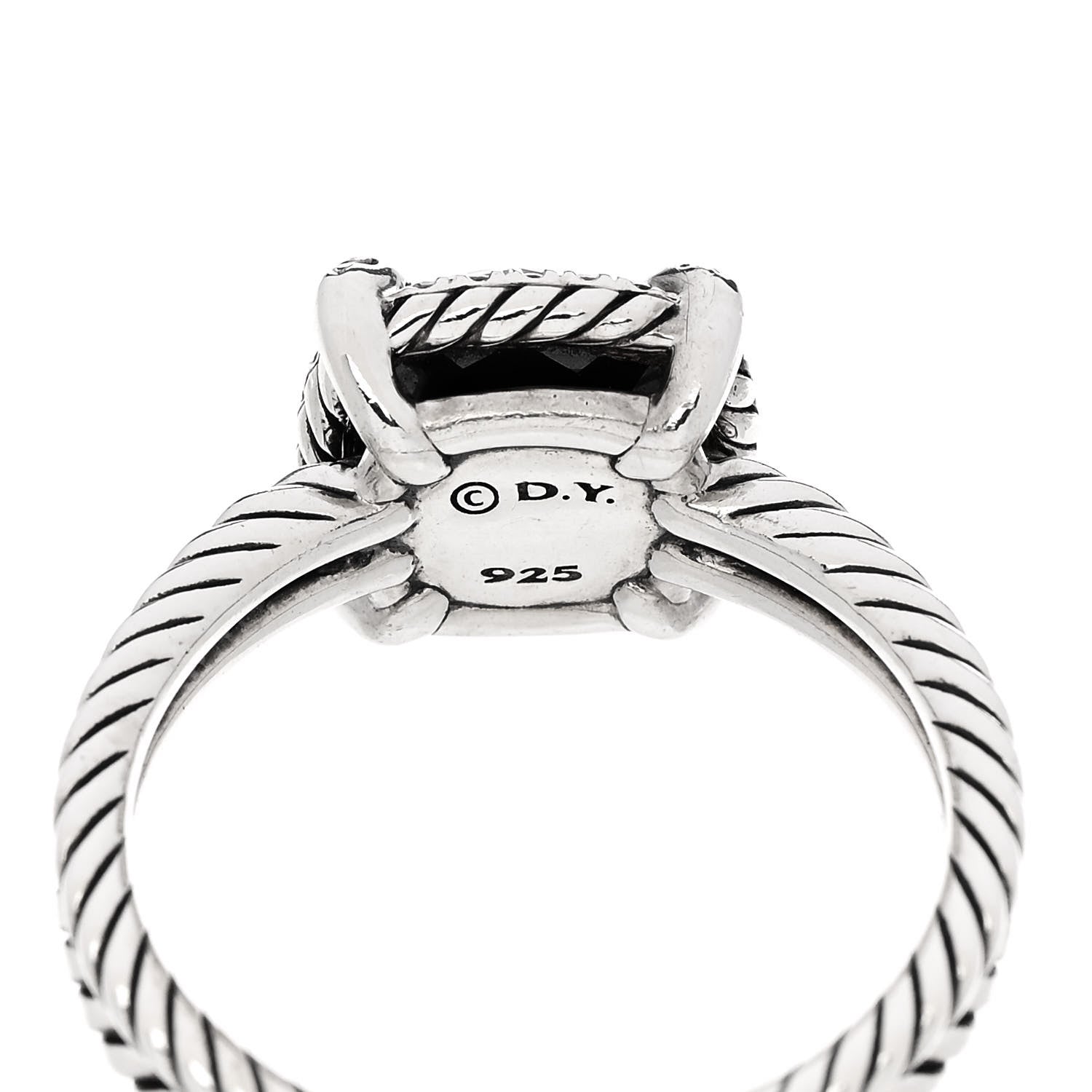 David Yurman Sterling Silver Diamond Black Orchid 9mm Chatelaine Pave Bezel Ring 61 9.75 5 of 5