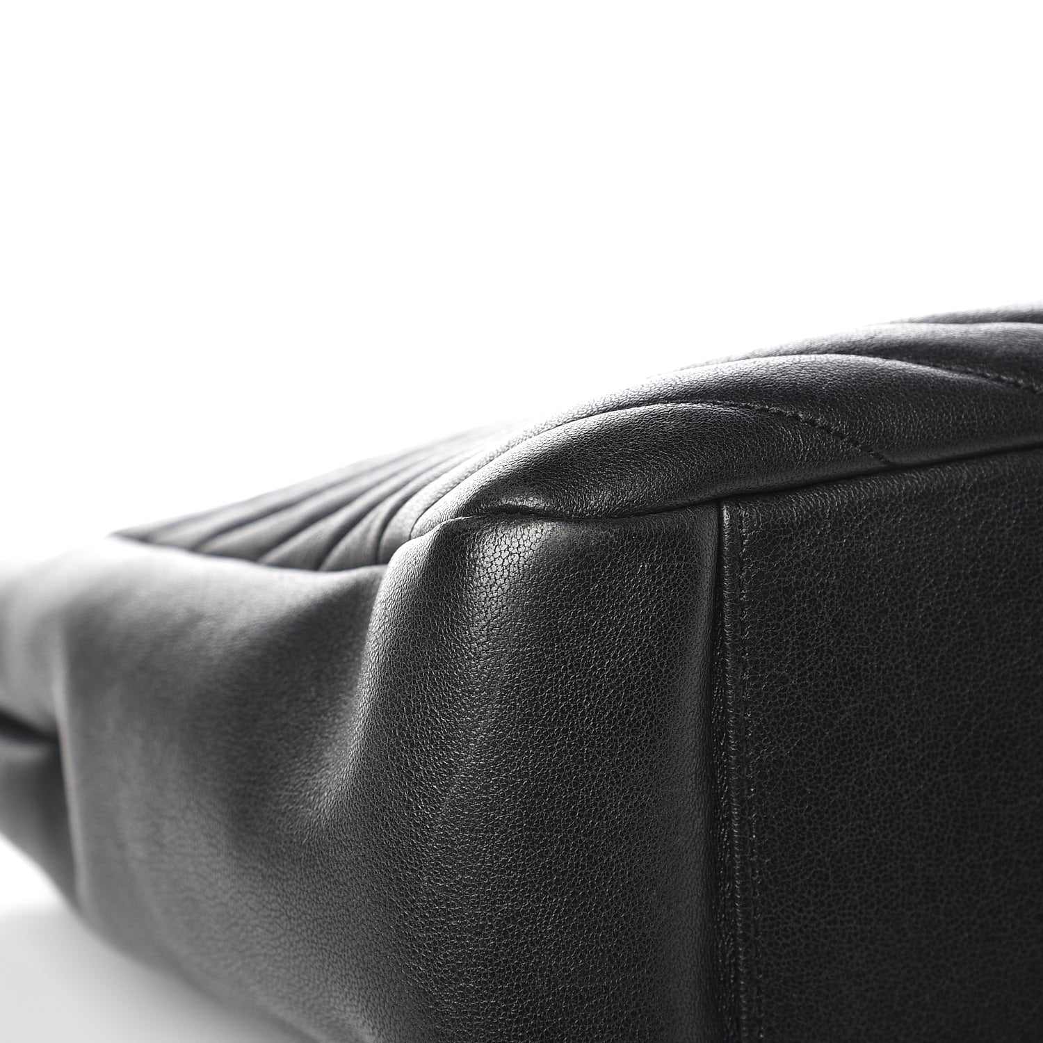 Saint Laurent Sheepskin Matelasse Chevron Large Monogram Shopping Bag Black 10 of 11