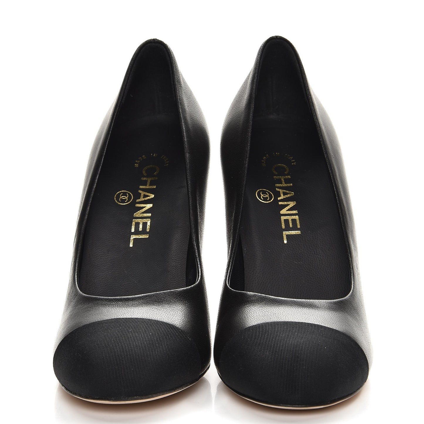 Lambskin Grosgrain Cap Toe Pearl Pumps 36 Black