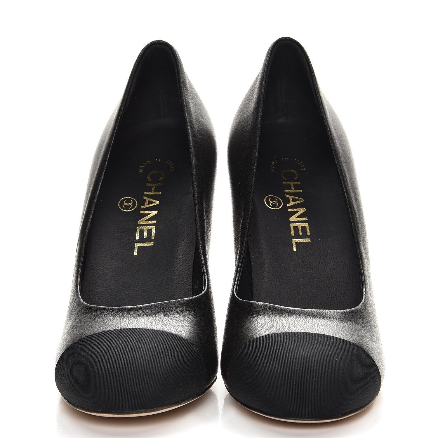 Chanel Lambskin Grosgrain Cap Toe Pearl Pumps 36 Black 3 of 9