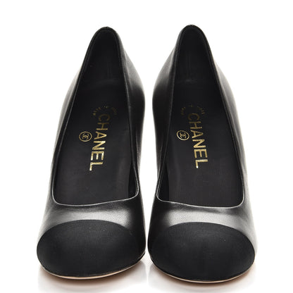 Chanel Lambskin Grosgrain Cap Toe Pearl Pumps 36 Black 3 of 9