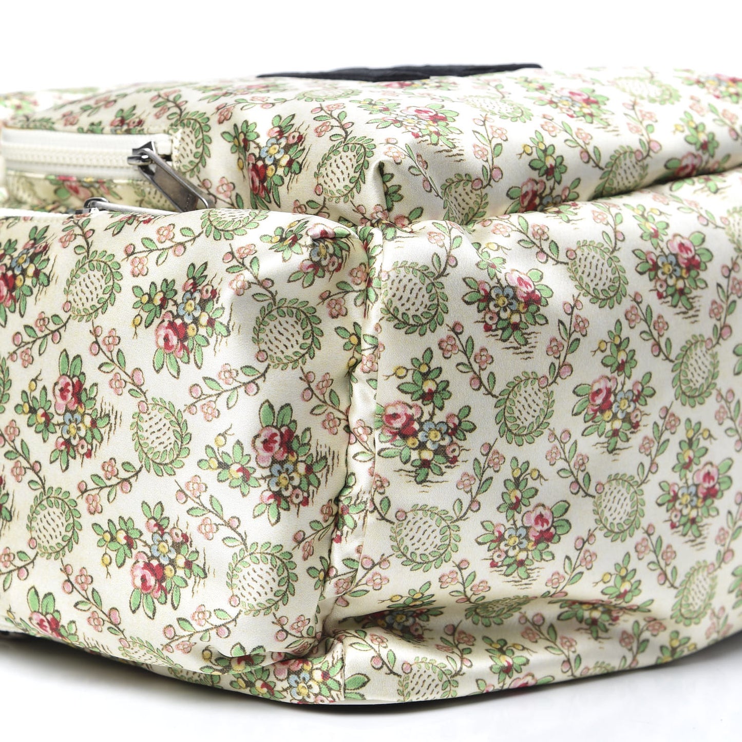 X MLB Satin Floral Print NY Yankees Patch Backpack Ivory Green