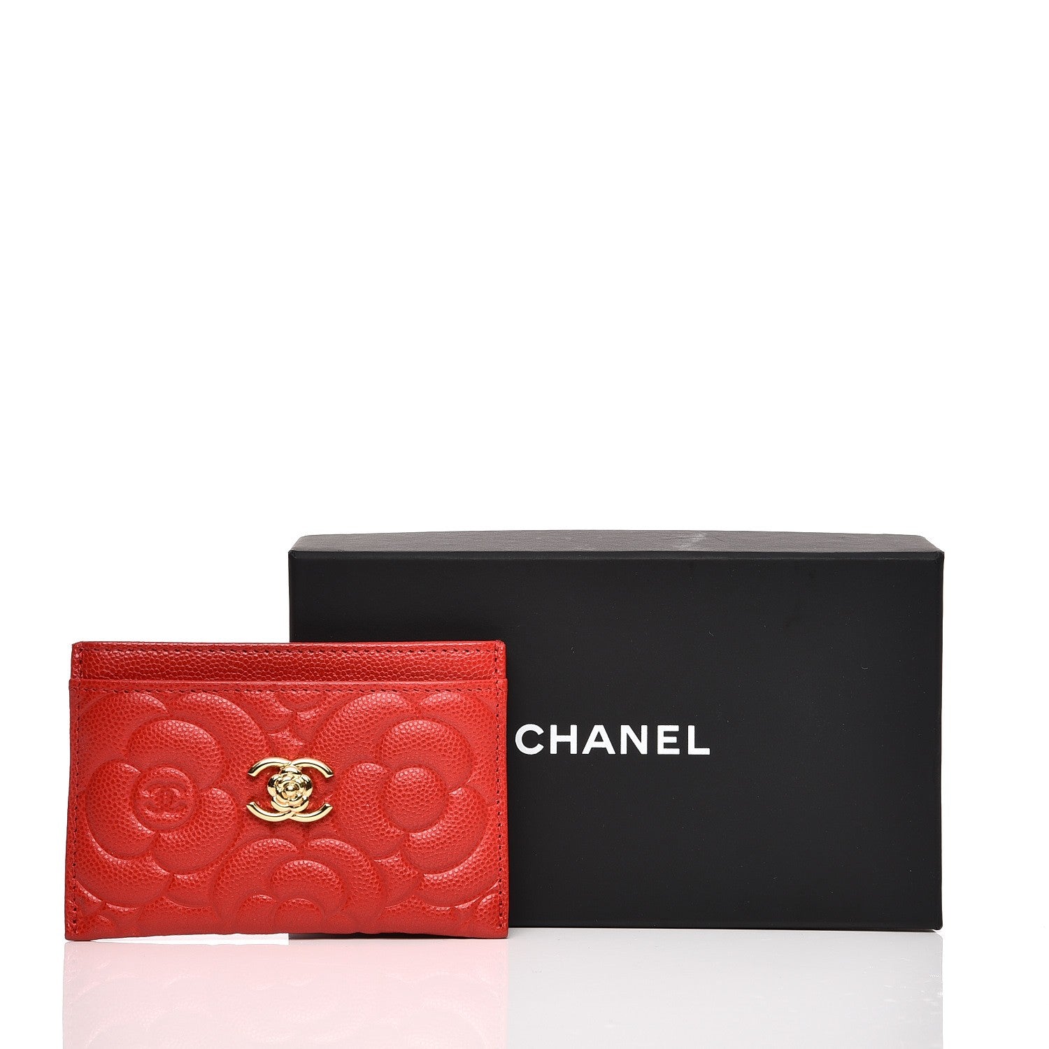 Chanel Caviar Camellia Embossed Card Holder Red 18 of 18