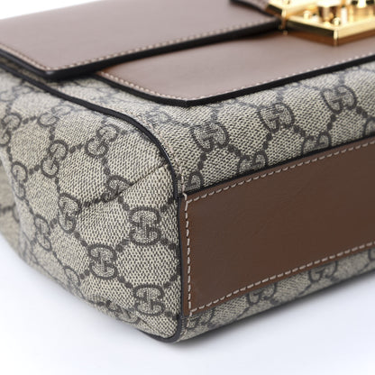 Gucci GG Supreme Monogram Calfskin Padlock Slip Pocket Shoulder Bag Beige Cuir 5 of 9