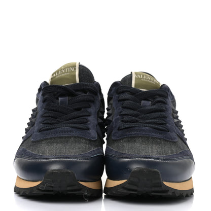 Valentino Garavani Denim Calfskin Suede Womens Rockstud Sneakers 37 Deep Denim 2 of 10
