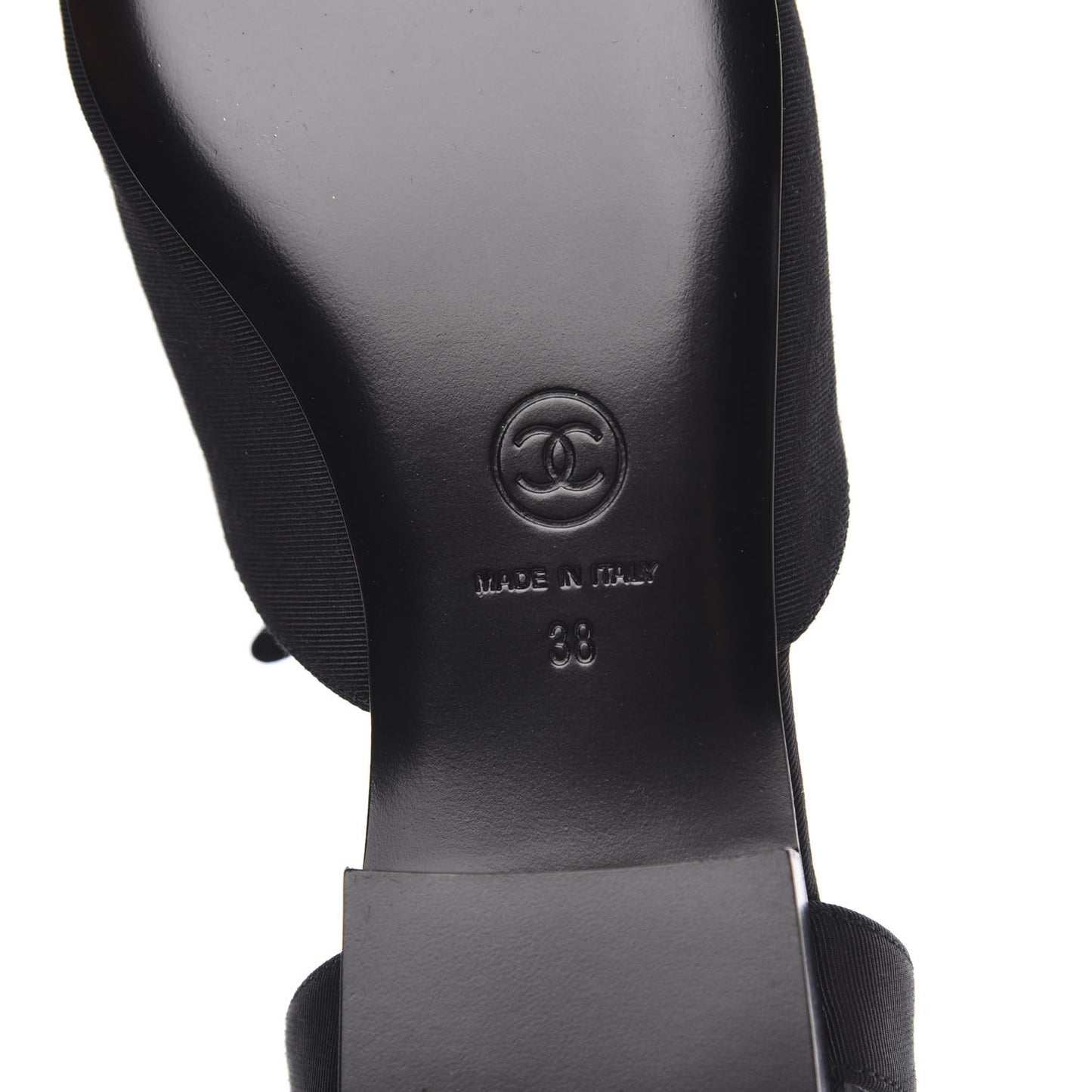 Grosgrain Satin Cap Toe CC Flats 38 Black