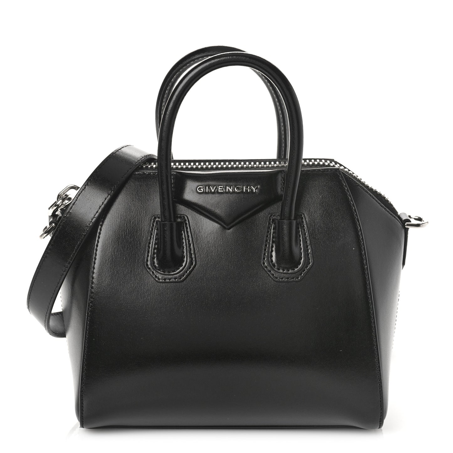 Shiny Lord Calfskin Mini Antigona Black