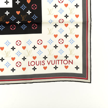 Louis Vuitton Silk Game On Square Scarf Black White 2 of 3