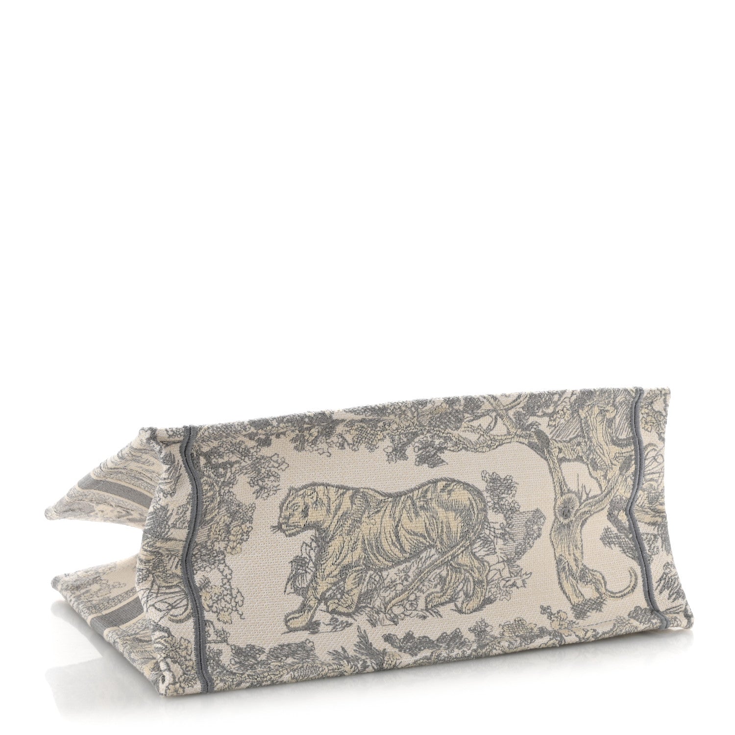 Christian Dior Canvas Embroidered Medium Dioriviera Toile De Jouy Book Tote Gray 4 of 10