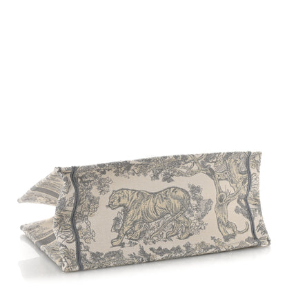 Christian Dior Canvas Embroidered Medium Dioriviera Toile De Jouy Book Tote Gray 4 of 10
