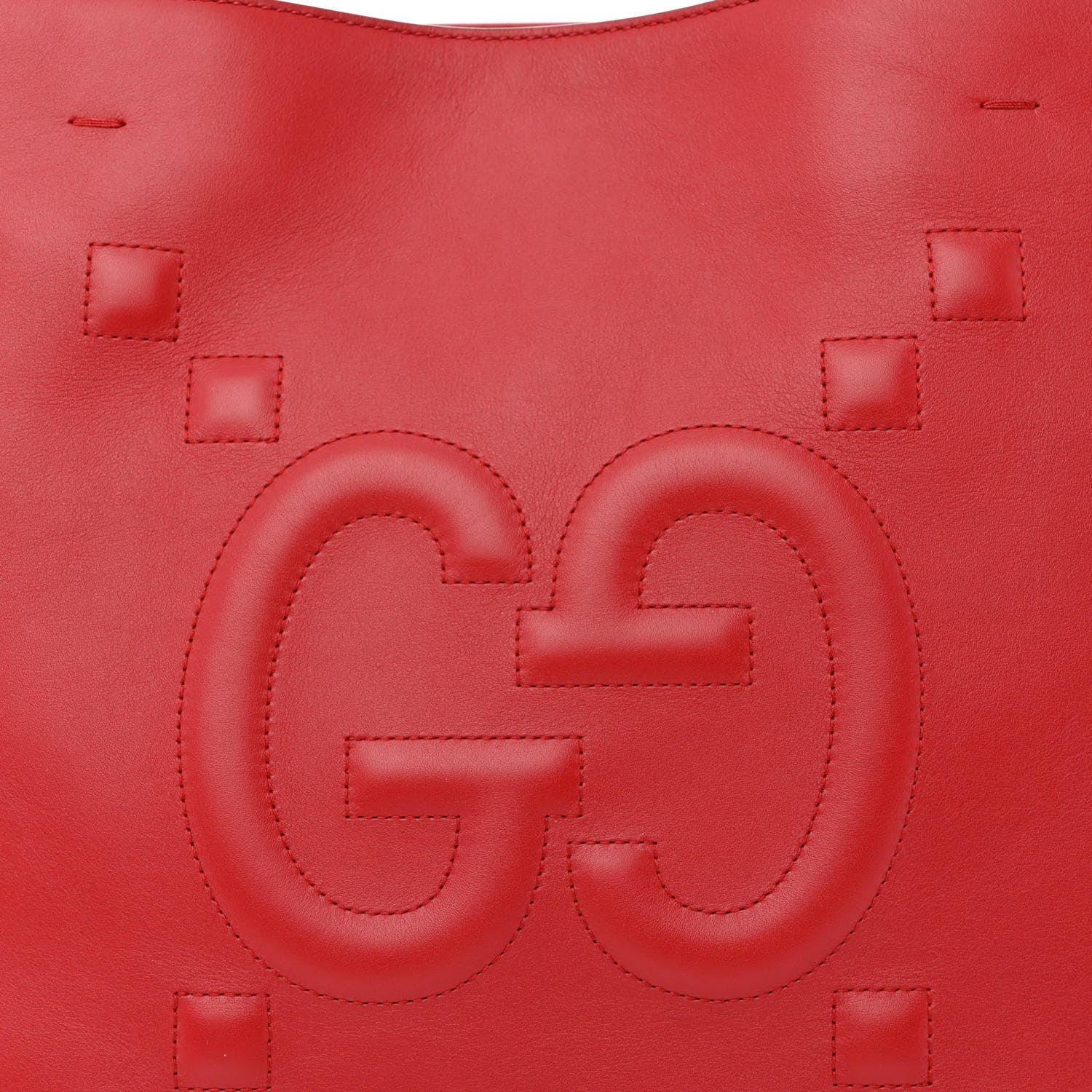 Gucci Apollo Calfskin GG Dadini Embroidered Chain Shoulder Tote Hibiscus Red 10 of 12